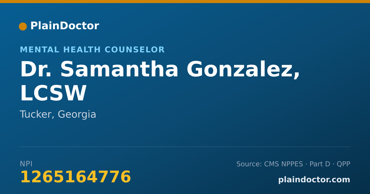 Shareable card for Samantha Gonzalez, LCSW - Mental Health Counselor, Tucker, GA