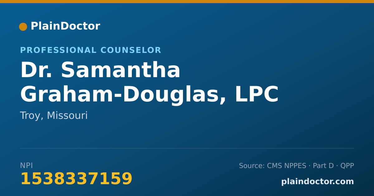 Shareable card for Samantha Graham-Douglas, LPC - Professional Counselor, Troy, MO