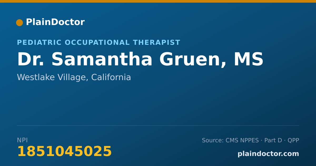 Shareable card for Samantha Gruen, MS - Pediatric Occupational Therapist, Westlake Village, CA