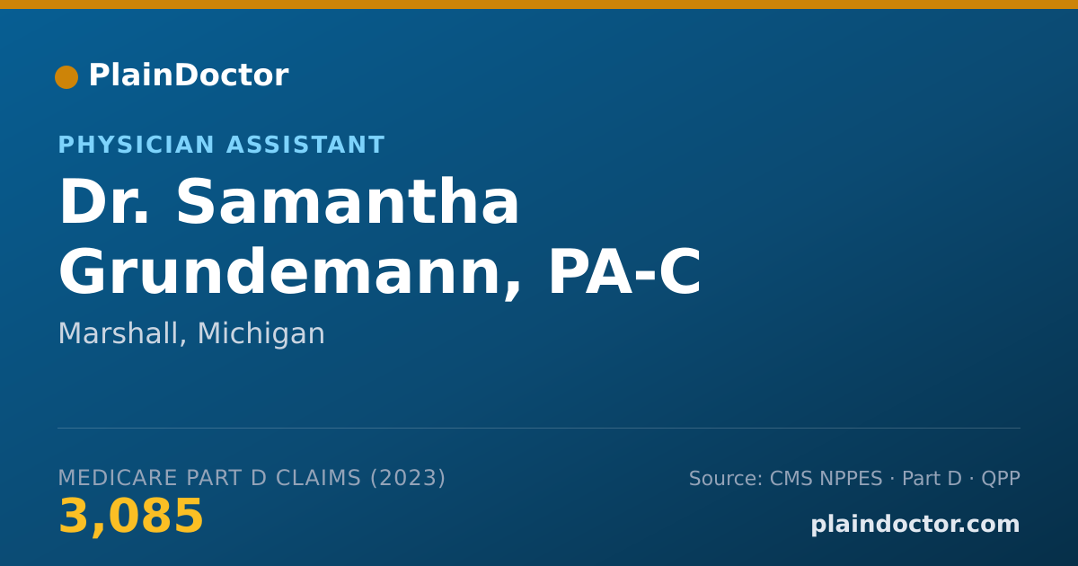 Shareable card for Samantha Grundemann, PA-C - Physician Assistant, Marshall, MI