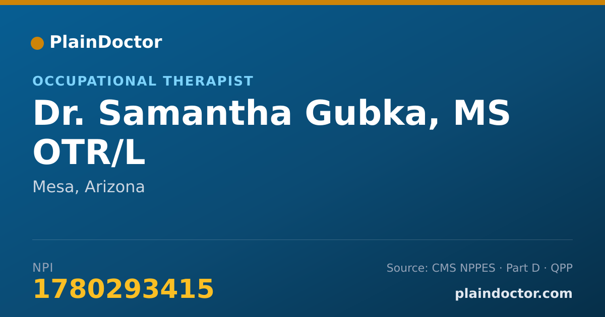 Shareable card for Samantha Gubka, MS OTR/L - Occupational Therapist, Mesa, AZ