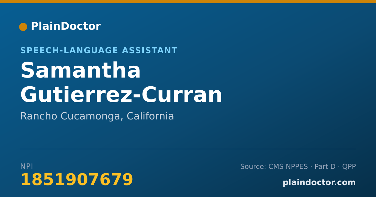 Shareable card for Samantha Gutierrez-Curran - Speech-Language Assistant, Rancho Cucamonga, CA