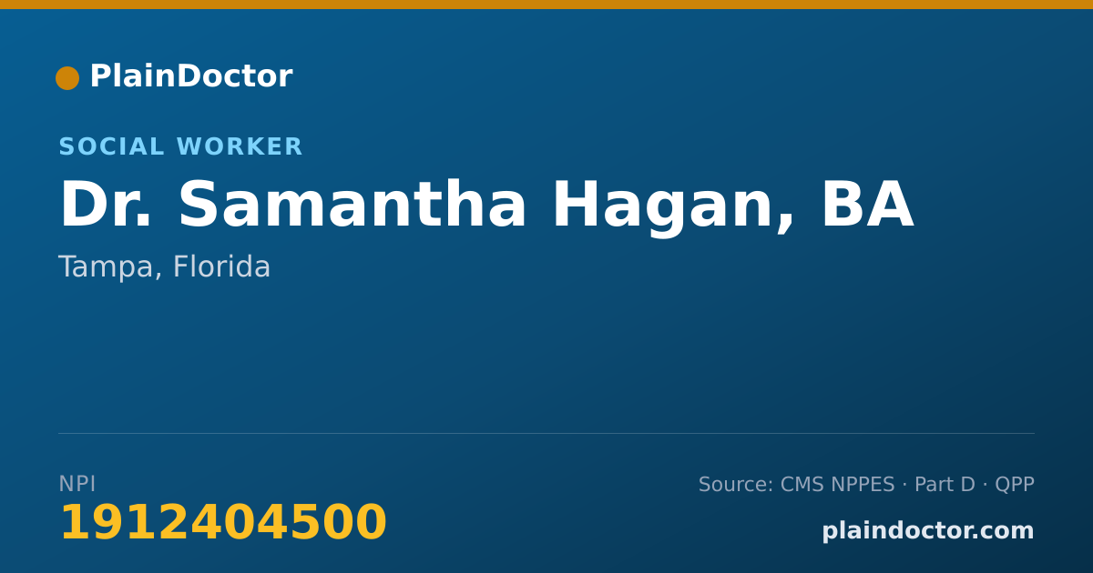 Shareable card for Samantha Hagan, BA - Social Worker, Tampa, FL