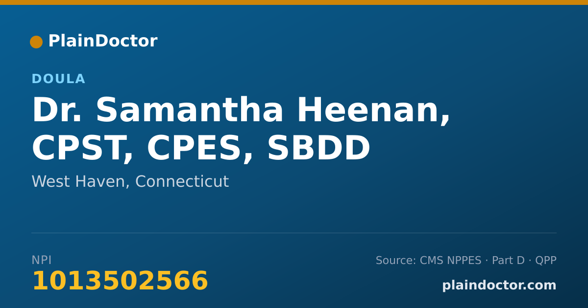 Shareable card for Samantha Heenan, CPST, CPES, SBDD - Doula, West Haven, CT