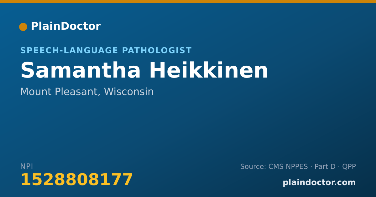 Shareable card for Samantha Heikkinen - Speech-Language Pathologist, Mount Pleasant, WI