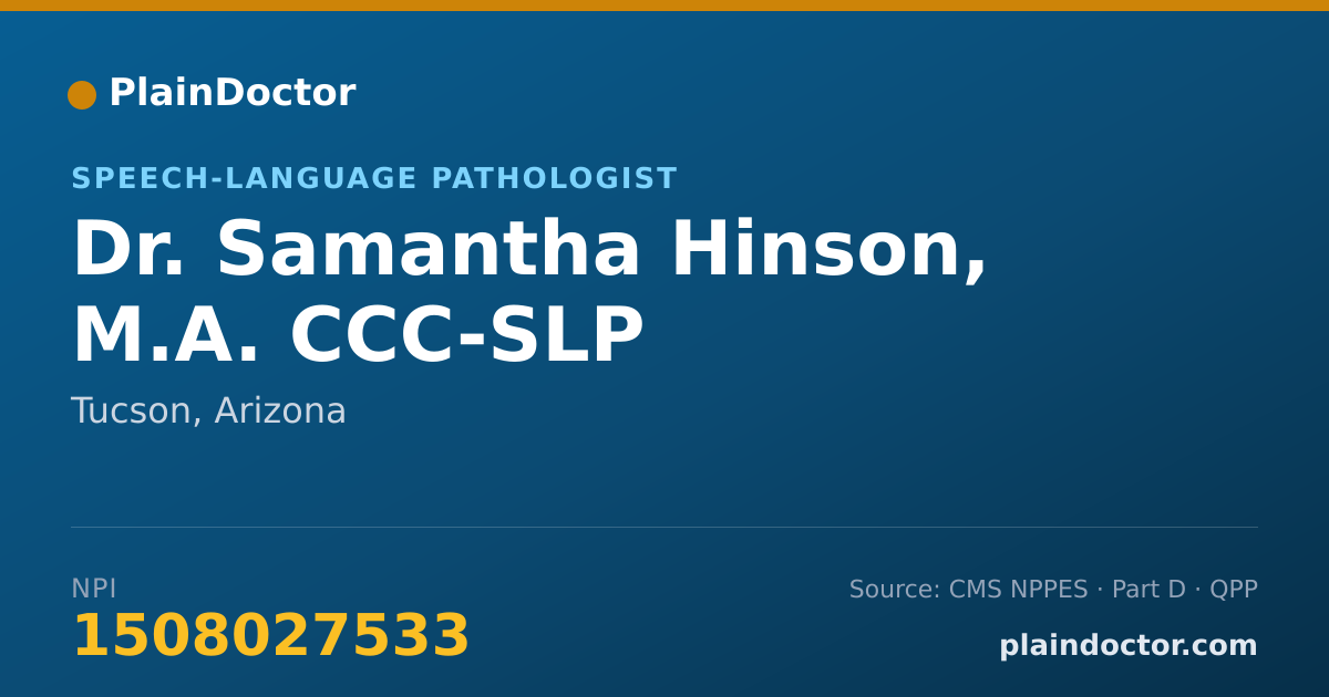 Shareable card for Samantha Hinson, M.A. CCC-SLP - Speech-Language Pathologist, Tucson, AZ