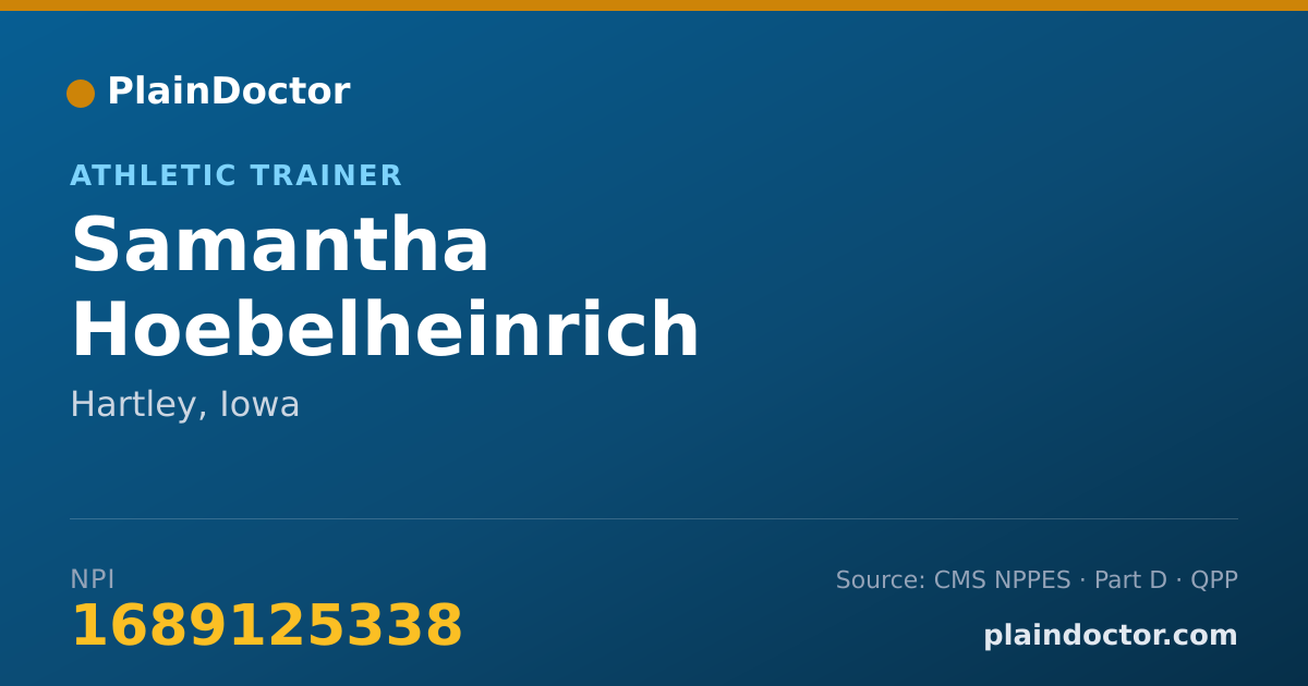 Shareable card for Samantha Hoebelheinrich - Athletic Trainer, Hartley, IA