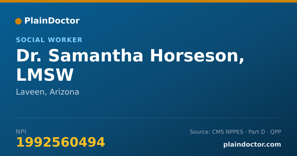 Shareable card for Samantha Horseson, LMSW - Social Worker, Laveen, AZ