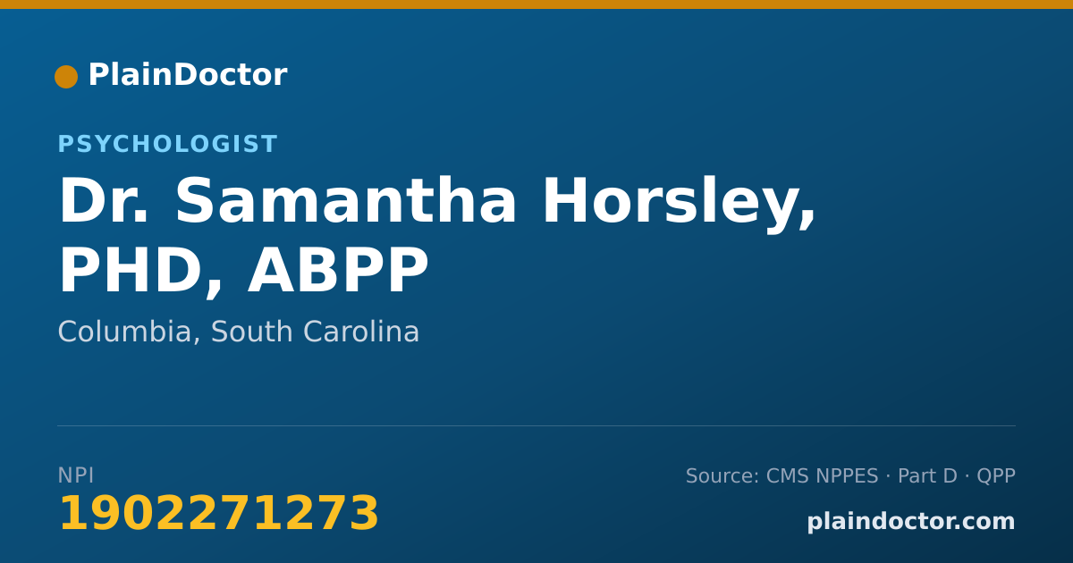 Shareable card for Samantha Horsley, PHD, ABPP - Psychologist, Columbia, SC