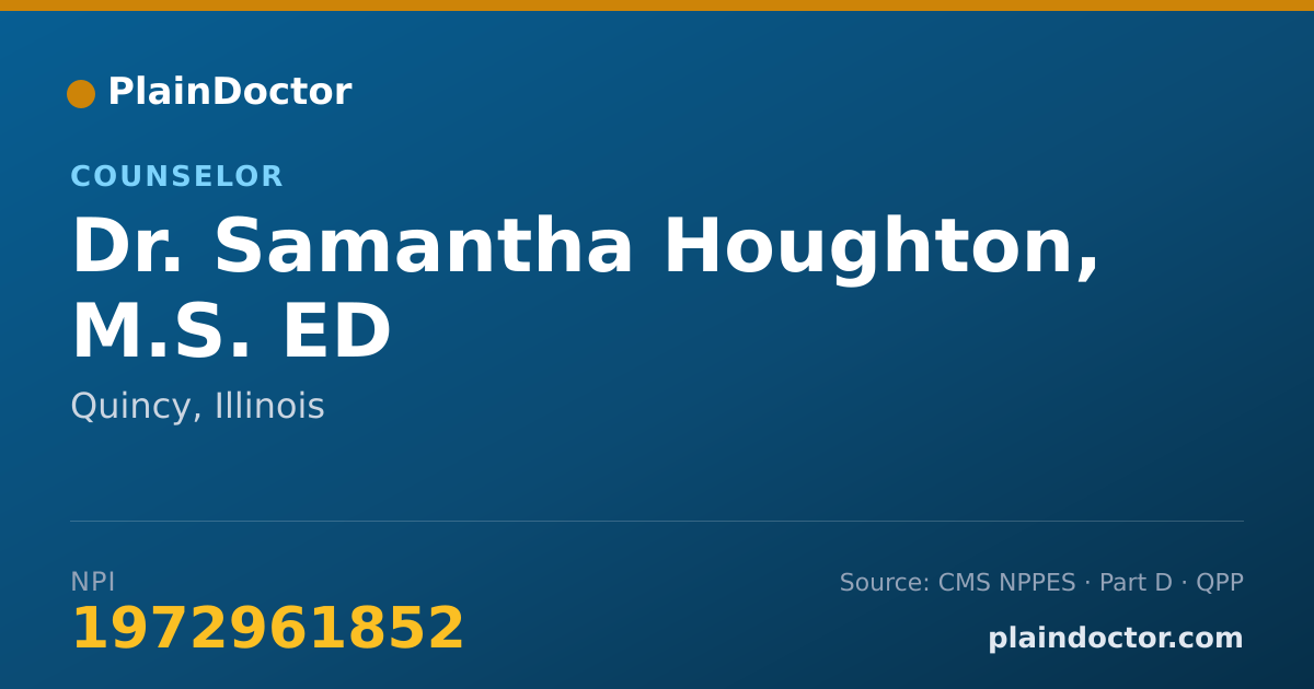 Shareable card for Samantha Houghton, M.S. ED - Counselor, Quincy, IL