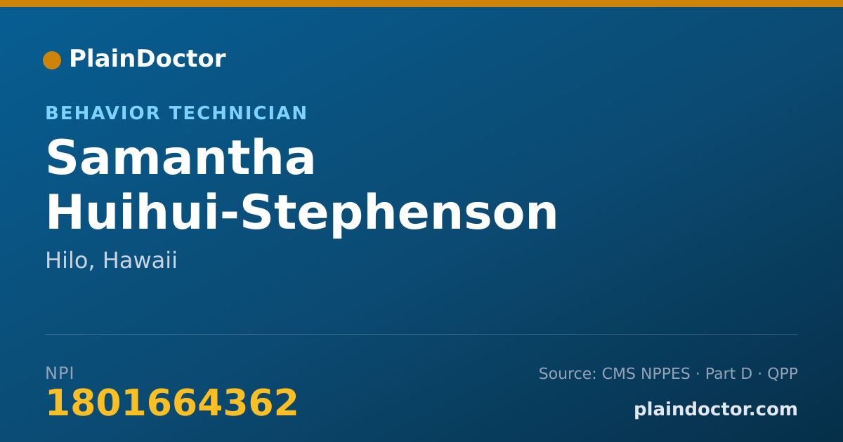 Shareable card for Samantha Huihui-Stephenson - Behavior Technician, Hilo, HI