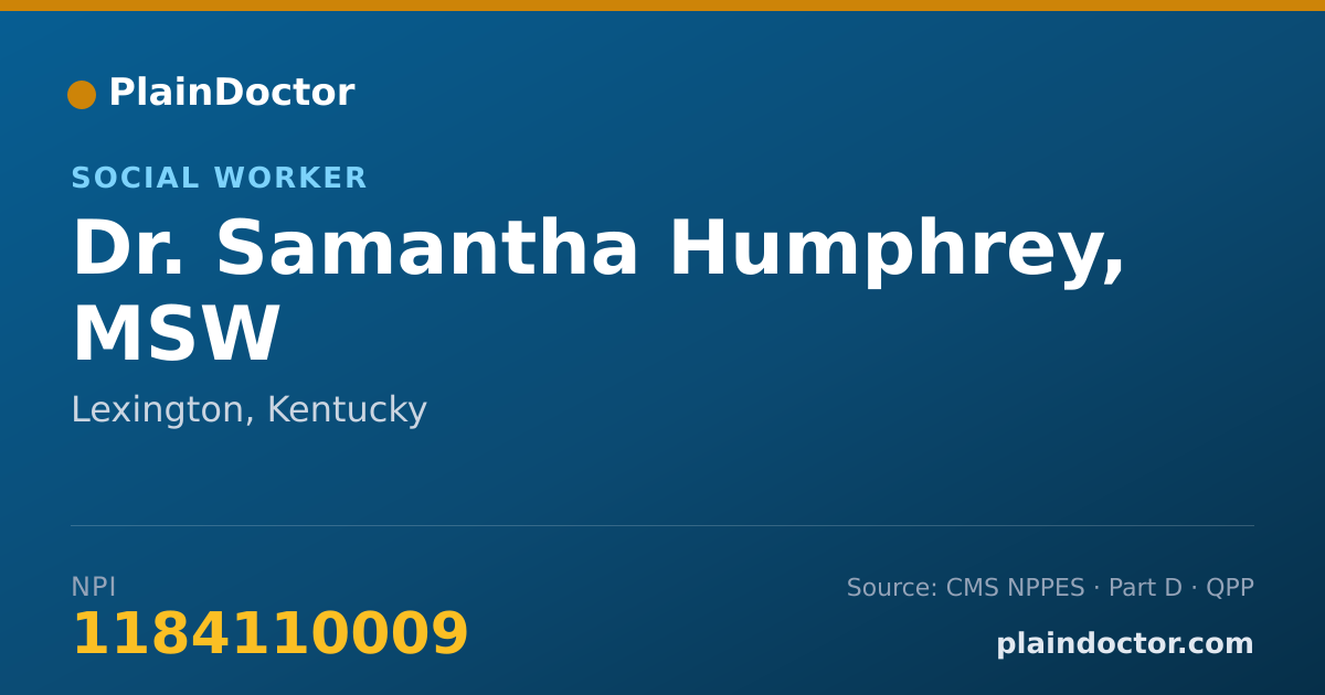 Shareable card for Samantha Humphrey, MSW - Social Worker, Lexington, KY