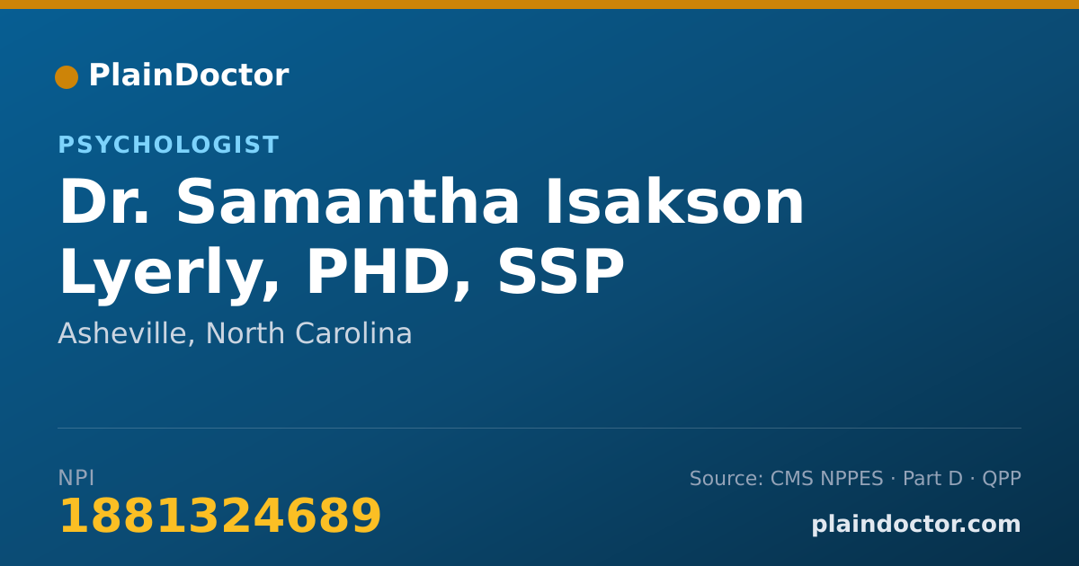 Shareable card for Samantha Isakson Lyerly, PHD, SSP - Psychologist, Asheville, NC
