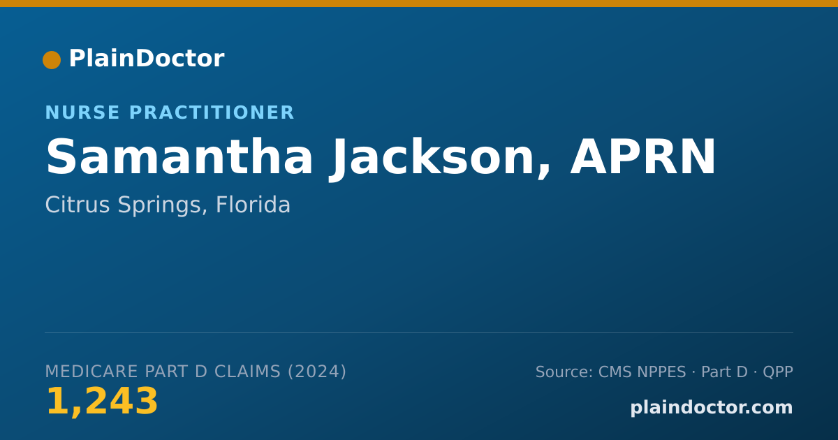 Shareable card for Samantha Jackson, APRN - Nurse Practitioner, Citrus Springs, FL
