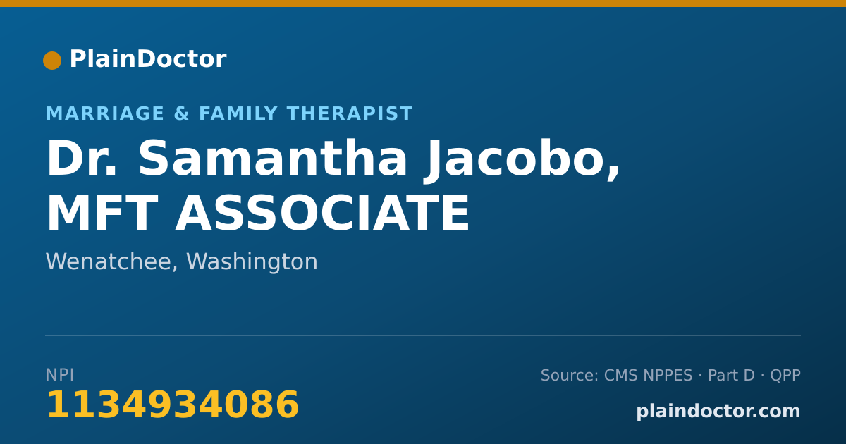 Shareable card for Samantha Jacobo, MFT ASSOCIATE - Marriage & Family Therapist, Wenatchee, WA