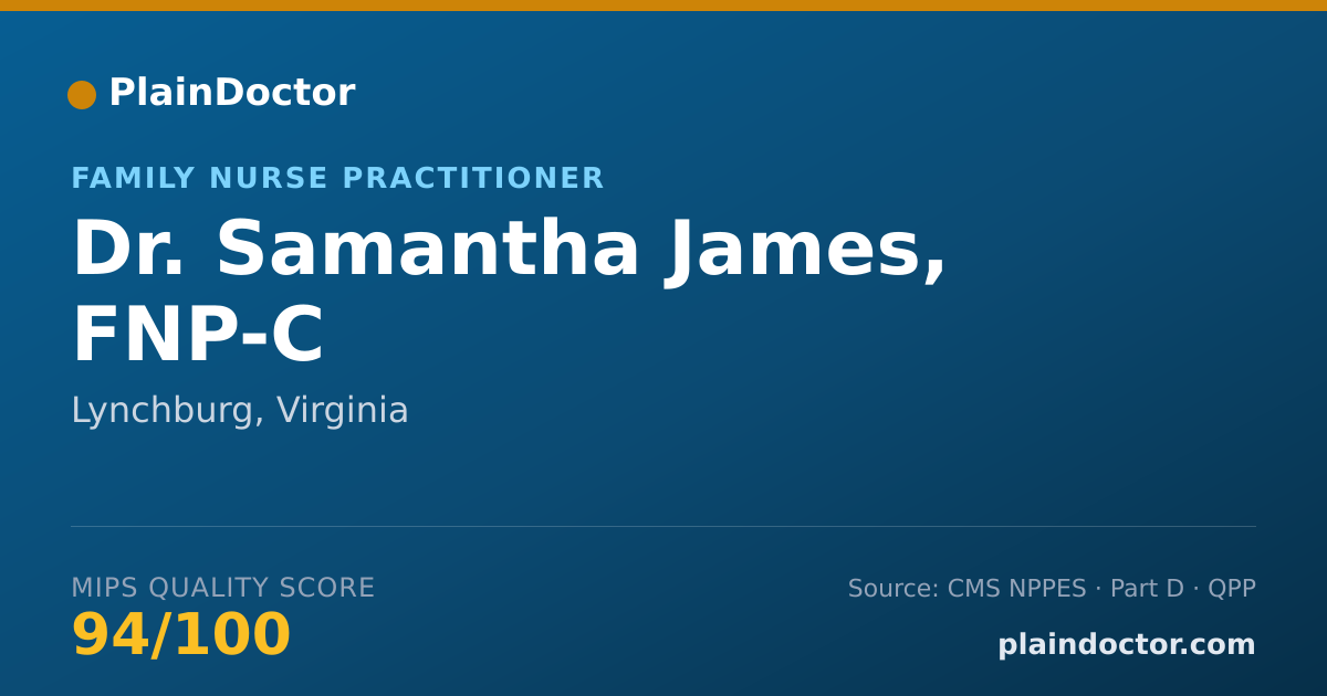Shareable card for Samantha James, FNP-C - Family Nurse Practitioner, Lynchburg, VA