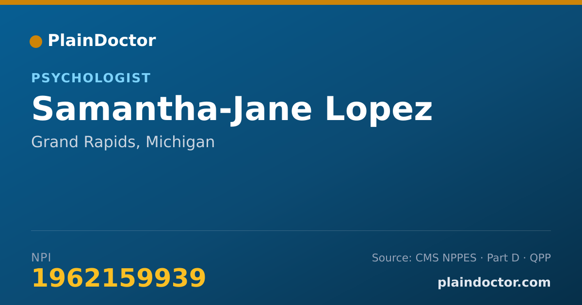 Shareable card for Samantha-Jane Lopez - Psychologist, Grand Rapids, MI