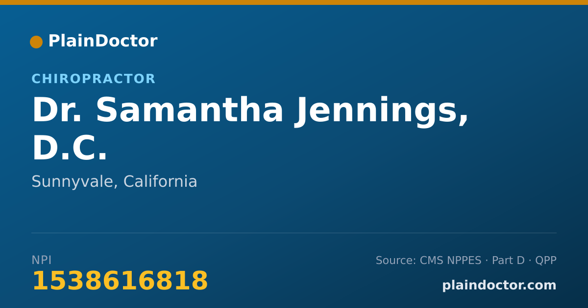 Shareable card for Samantha Jennings, D.C. - Chiropractor, Sunnyvale, CA
