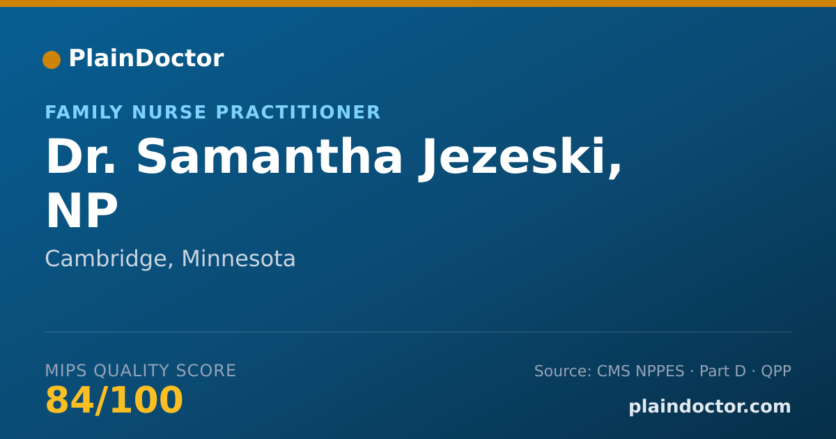 Shareable card for Samantha Jezeski, NP - Family Nurse Practitioner, Cambridge, MN