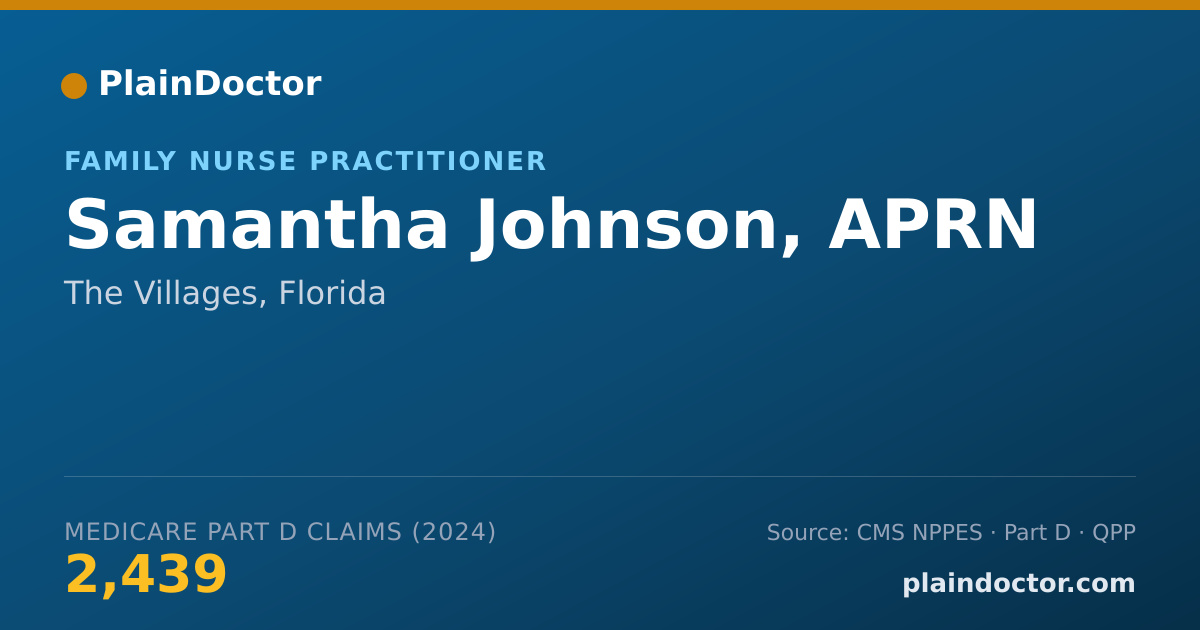 Shareable card for Samantha Johnson, APRN - Family Nurse Practitioner, The Villages, FL