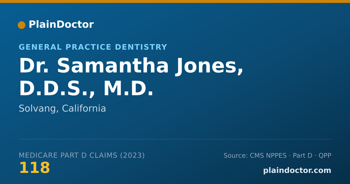 Shareable card for Samantha Jones, D.D.S., M.D. - General Practice Dentistry, Solvang, CA