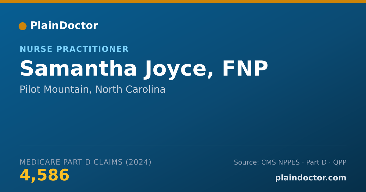 Shareable card for Samantha Joyce, FNP - Nurse Practitioner, Pilot Mountain, NC