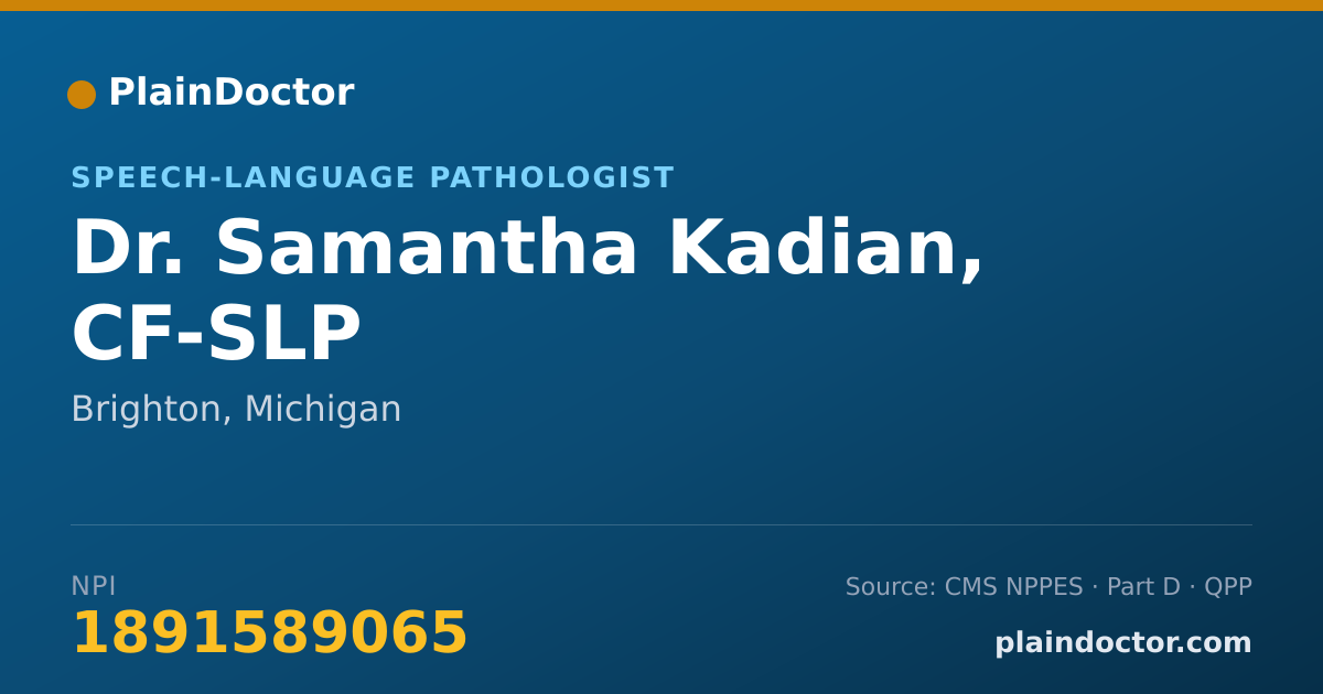 Shareable card for Samantha Kadian, CF-SLP - Speech-Language Pathologist, Brighton, MI