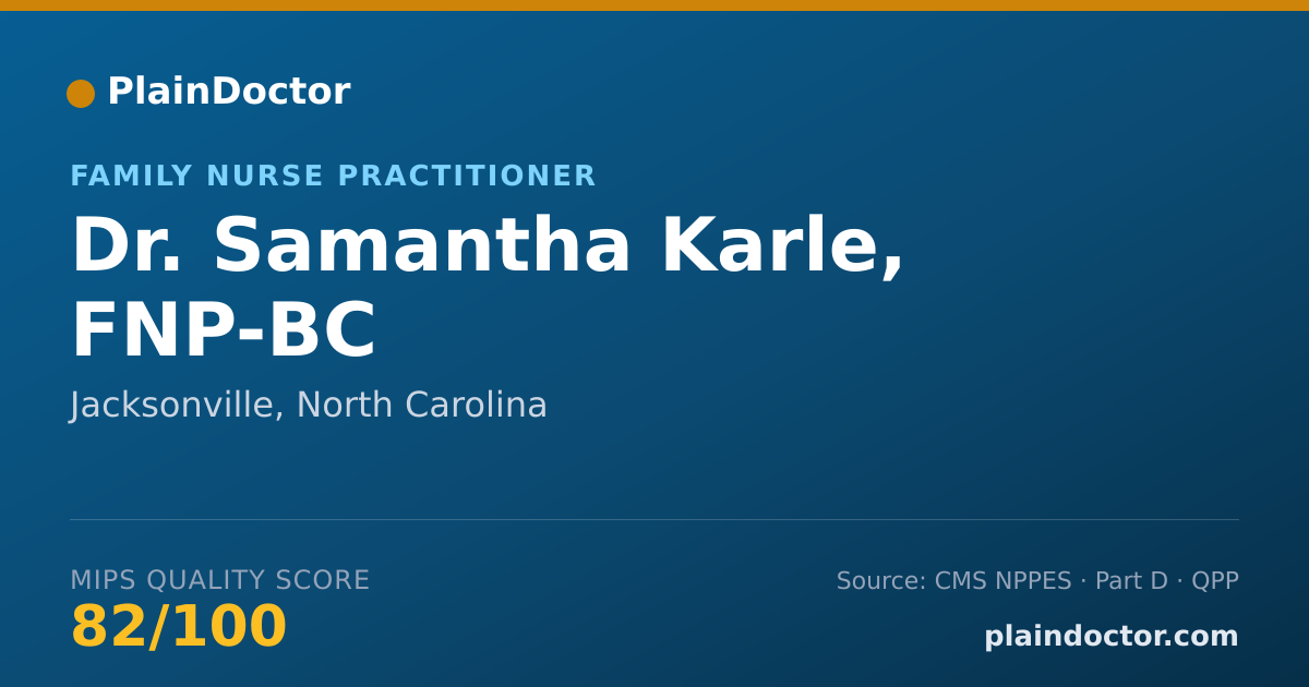 Shareable card for Samantha Karle, FNP-BC - Family Nurse Practitioner, Jacksonville, NC