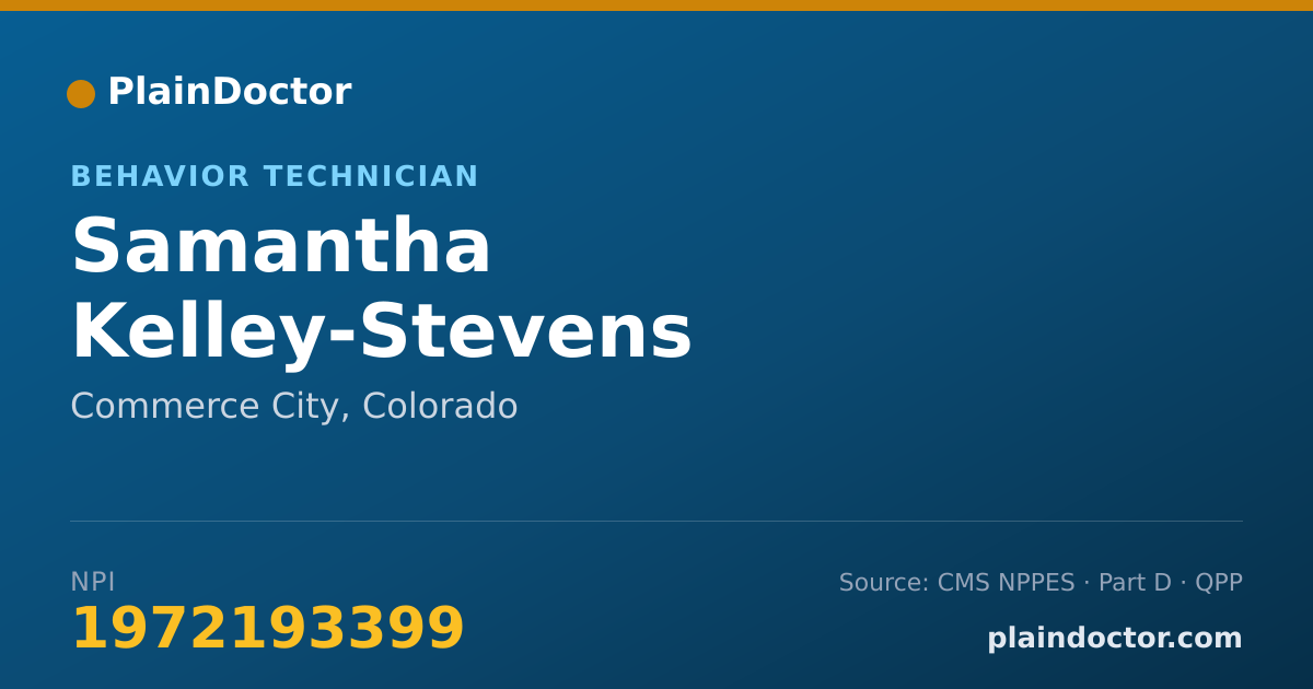 Shareable card for Samantha Kelley-Stevens - Behavior Technician, Commerce City, CO