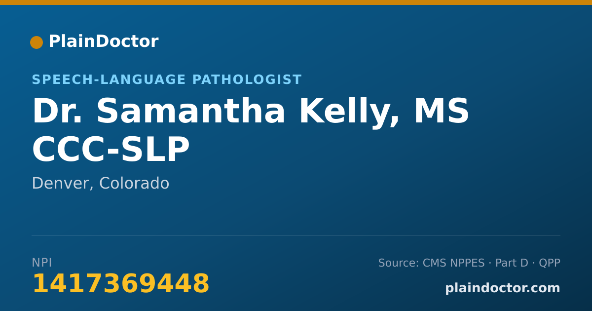 Shareable card for Samantha Kelly, MS CCC-SLP - Speech-Language Pathologist, Denver, CO