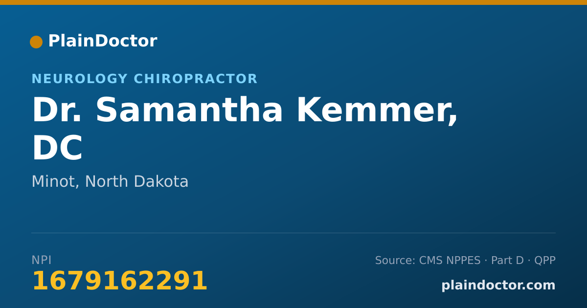 Shareable card for Samantha Kemmer, DC - Neurology Chiropractor, Minot, ND