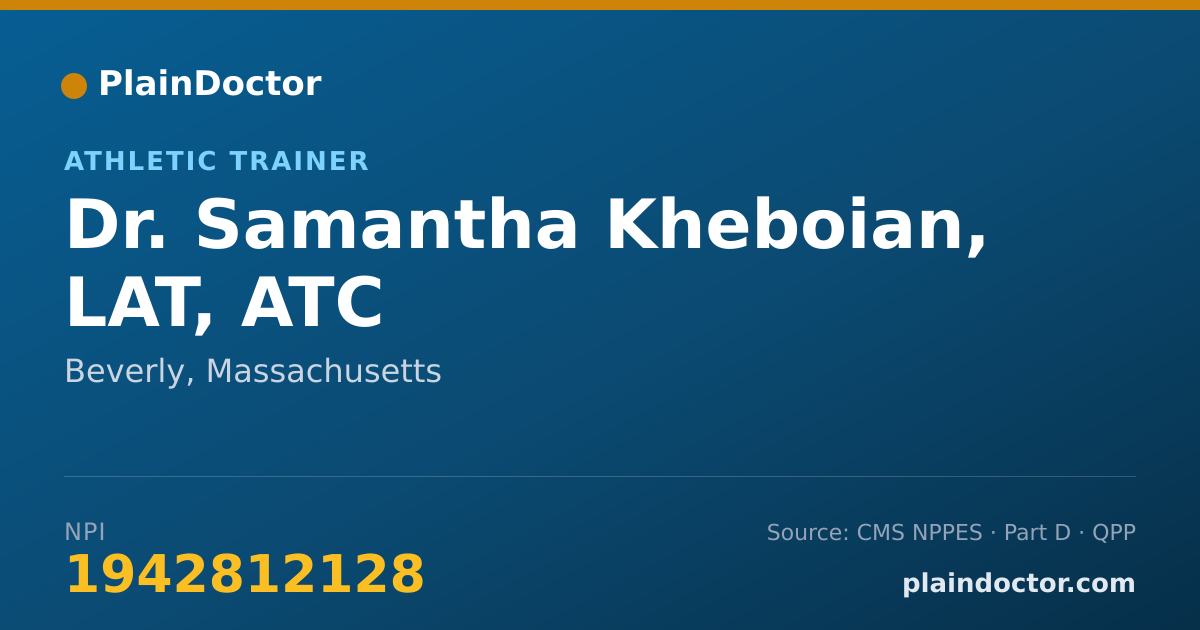 Shareable card for Samantha Kheboian, LAT, ATC - Athletic Trainer, Beverly, MA