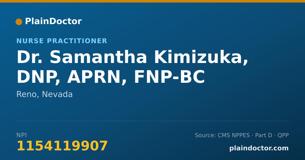 Shareable card for Samantha Kimizuka, DNP, APRN, FNP-BC - Nurse Practitioner, Reno, NV