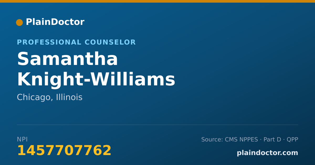 Shareable card for Samantha Knight-Williams - Professional Counselor, Chicago, IL