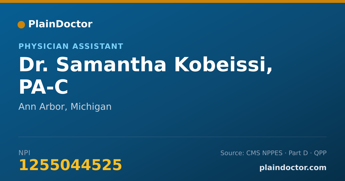 Shareable card for Samantha Kobeissi, PA-C - Physician Assistant, Ann Arbor, MI