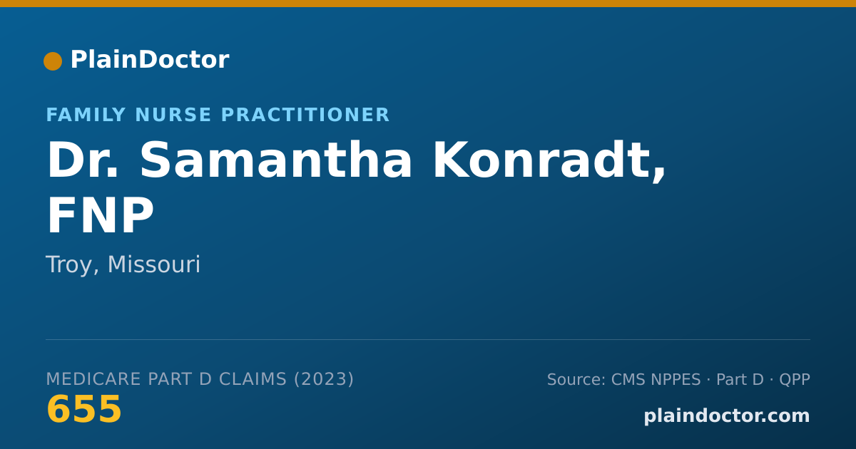 Shareable card for Samantha Konradt, FNP - Family Nurse Practitioner, Troy, MO