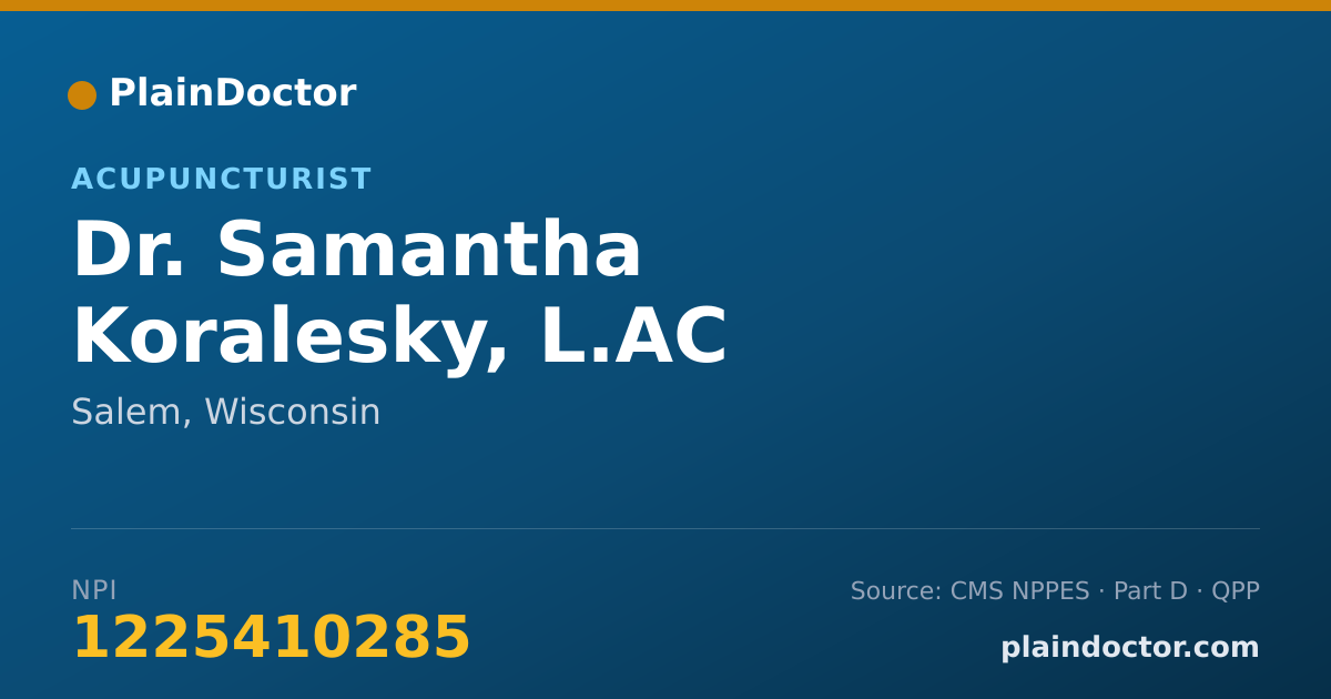 Shareable card for Samantha Koralesky, L.AC - Acupuncturist, Salem, WI