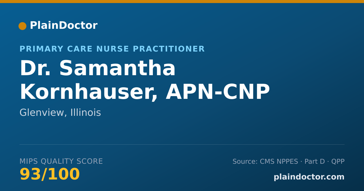 Shareable card for Samantha Kornhauser, APN-CNP - Primary Care Nurse Practitioner, Glenview, IL