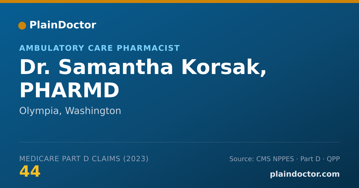 Shareable card for Samantha Korsak, PHARMD - Ambulatory Care Pharmacist, Olympia, WA