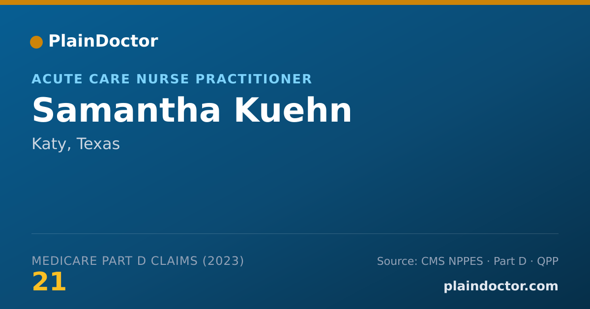Shareable card for Samantha Kuehn - Acute Care Nurse Practitioner, Katy, TX