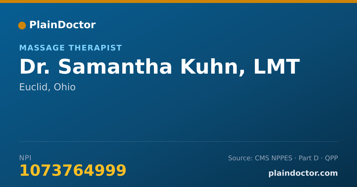Shareable card for Samantha Kuhn, LMT - Massage Therapist, Euclid, OH
