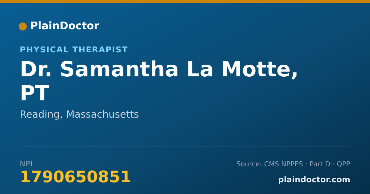 Shareable card for Samantha La Motte, PT - Physical Therapist, Reading, MA