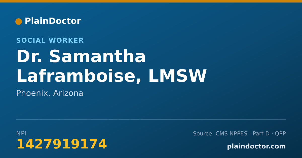 Shareable card for Samantha Laframboise, LMSW - Social Worker, Phoenix, AZ
