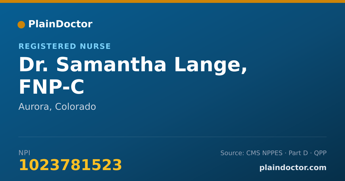 Shareable card for Samantha Lange, FNP-C - Registered Nurse, Aurora, CO
