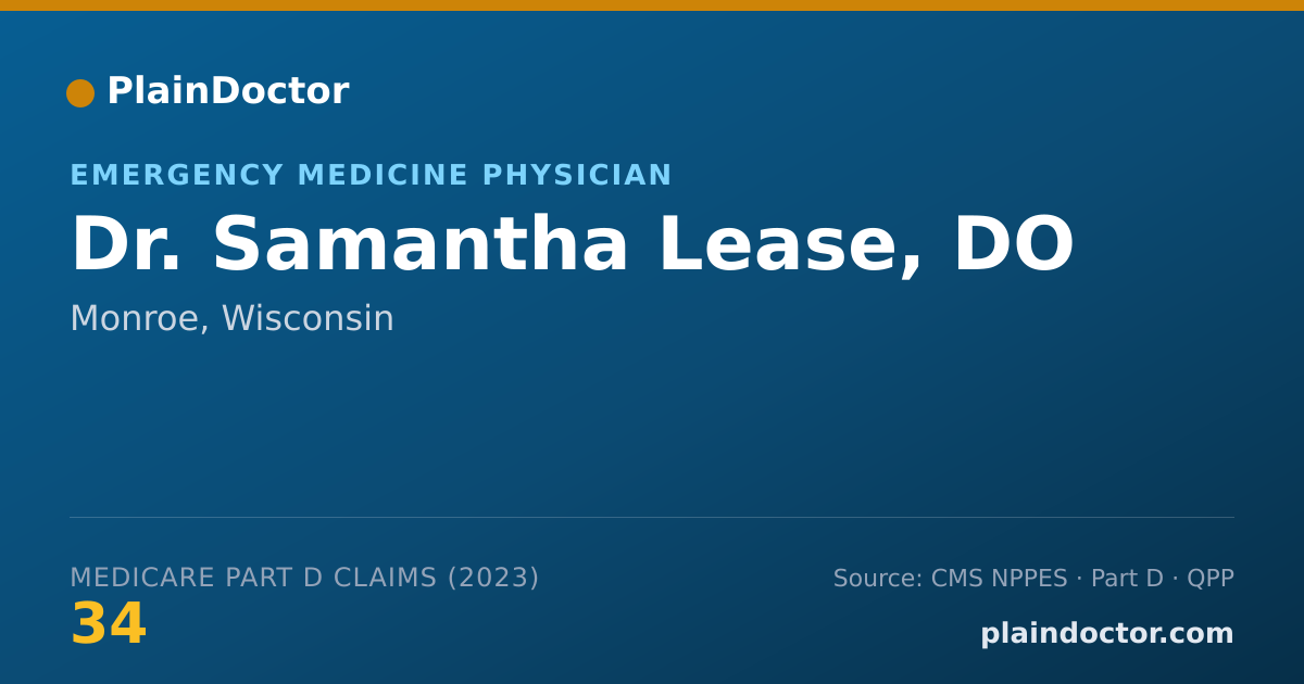 Shareable card for Samantha Lease, DO - Emergency Medicine Physician, Monroe, WI