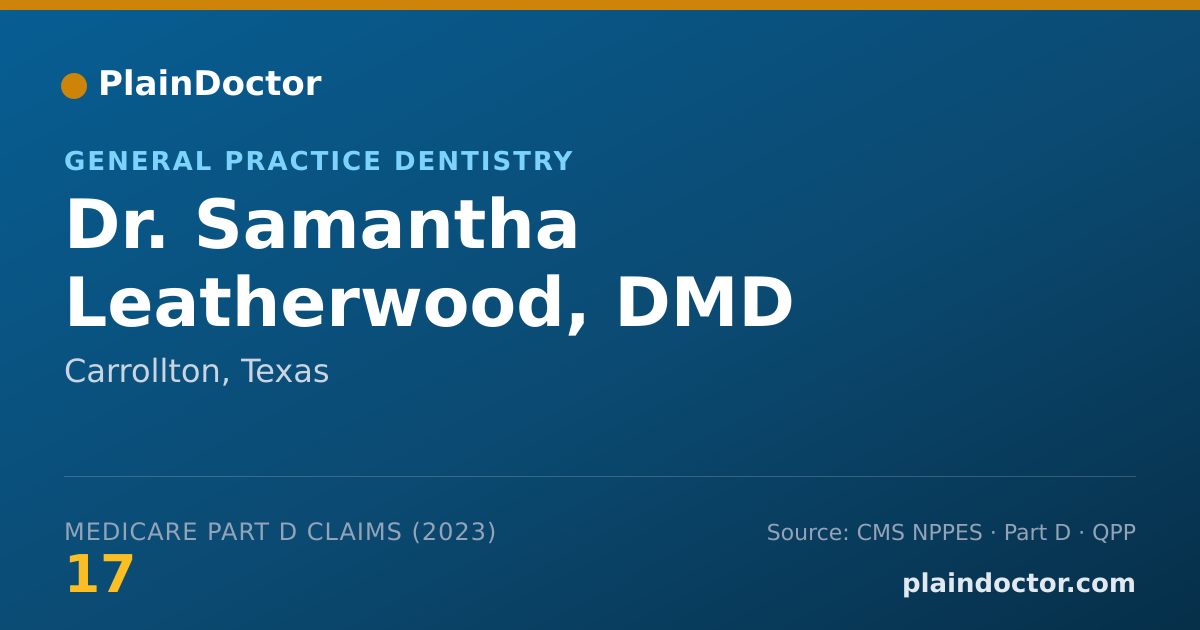 Shareable card for Samantha Leatherwood, DMD - General Practice Dentistry, Carrollton, TX