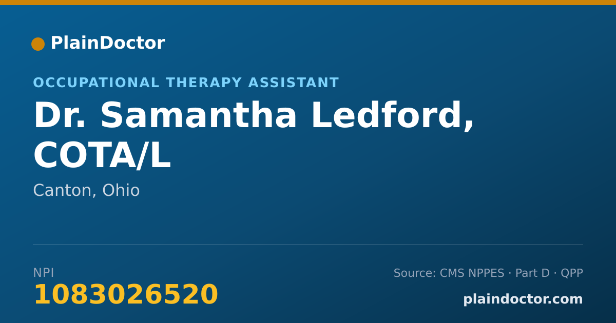 Shareable card for Samantha Ledford, COTA/L - Occupational Therapy Assistant, Canton, OH