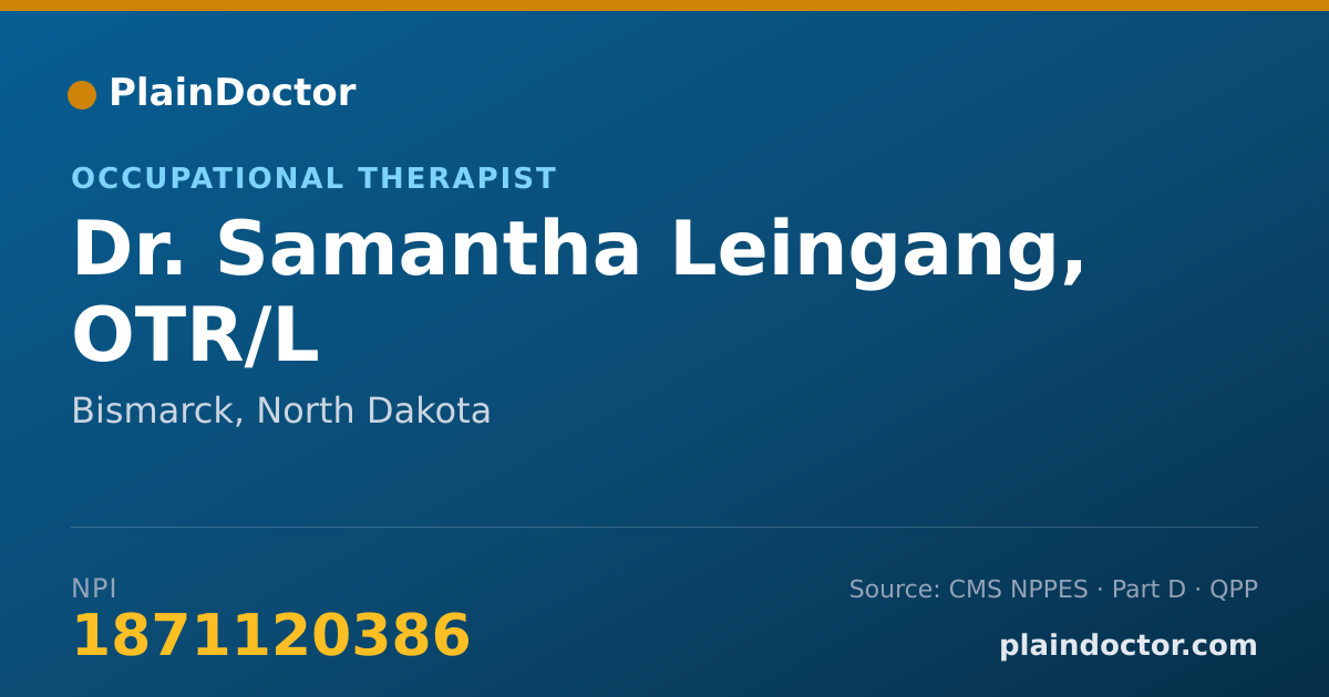 Shareable card for Samantha Leingang, OTR/L - Occupational Therapist, Bismarck, ND