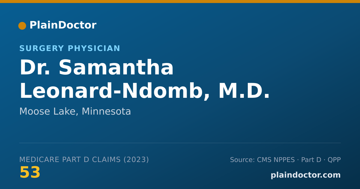 Shareable card for Samantha Leonard-Ndomb, M.D. - Surgery Physician, Moose Lake, MN