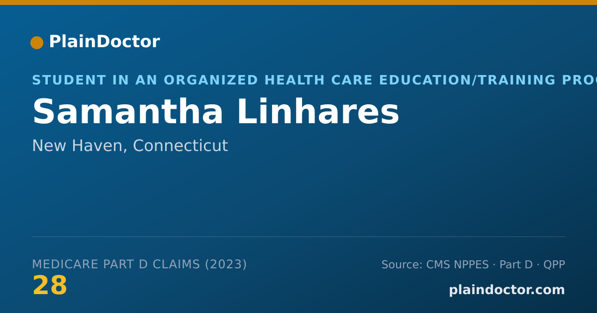 Shareable card for Samantha Linhares - Student in an Organized Health Care Education/Training Program, New Haven, CT